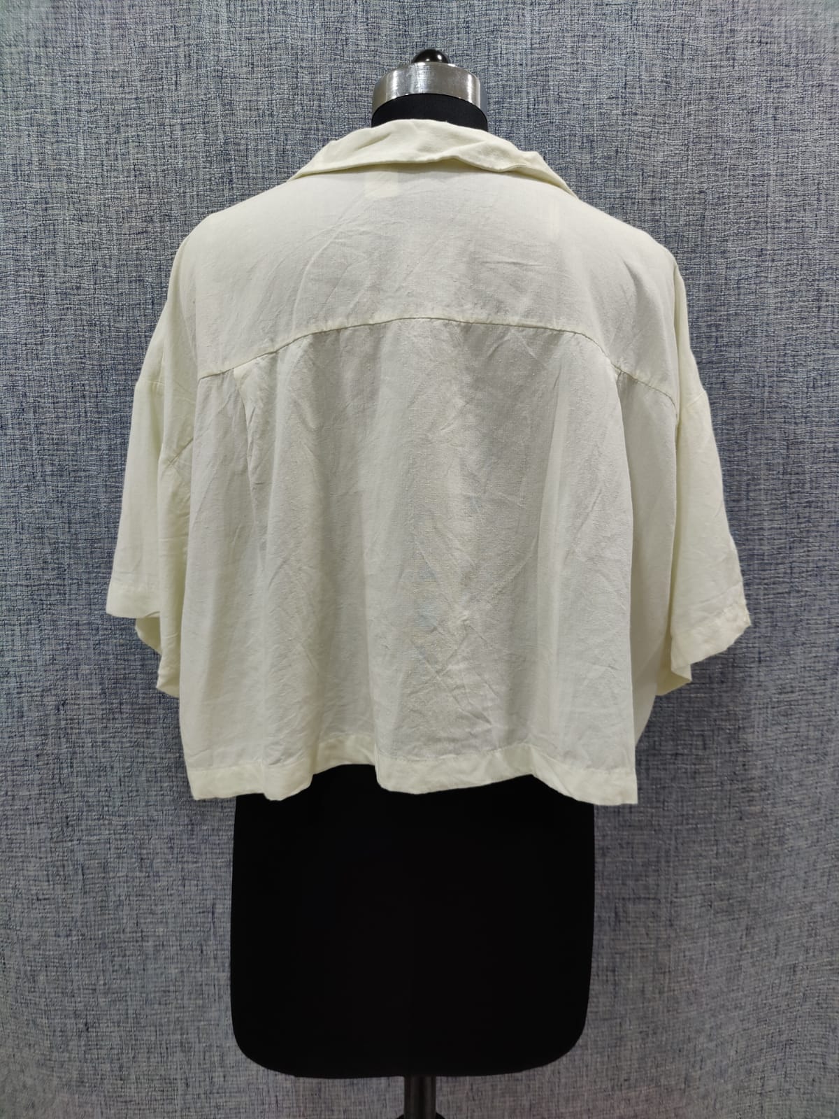 ZARA Off-White Linen Cropped Oversized Shirt | Relove