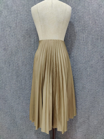 ZARA Metalic Gold Pleated Skirt | Relove