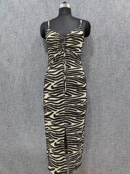 ZARA Zebra Print Maxi Dress Ruched | Relove
