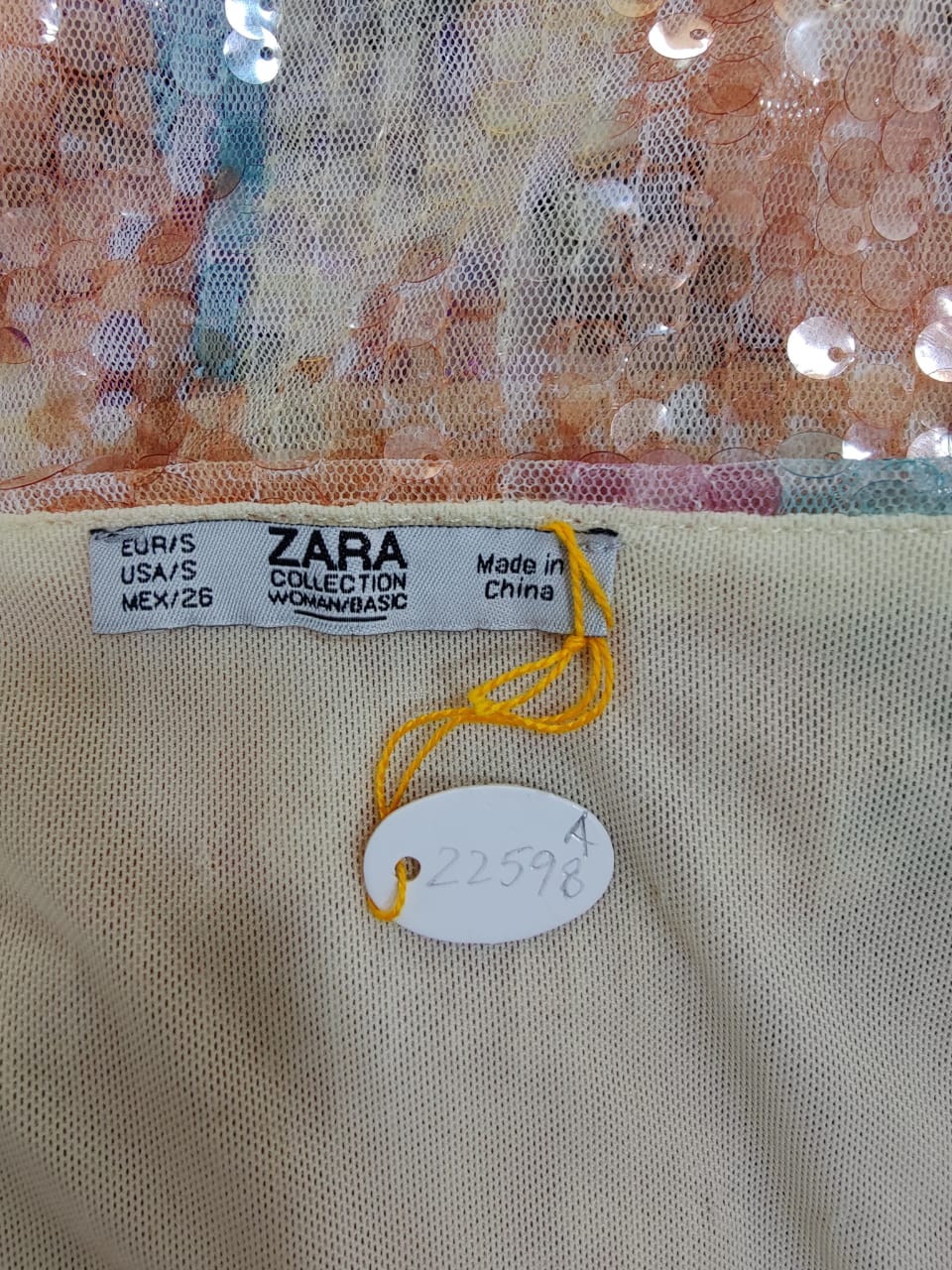 ZARA Blue Orange Sequins Sheer Long Skirt | Relove