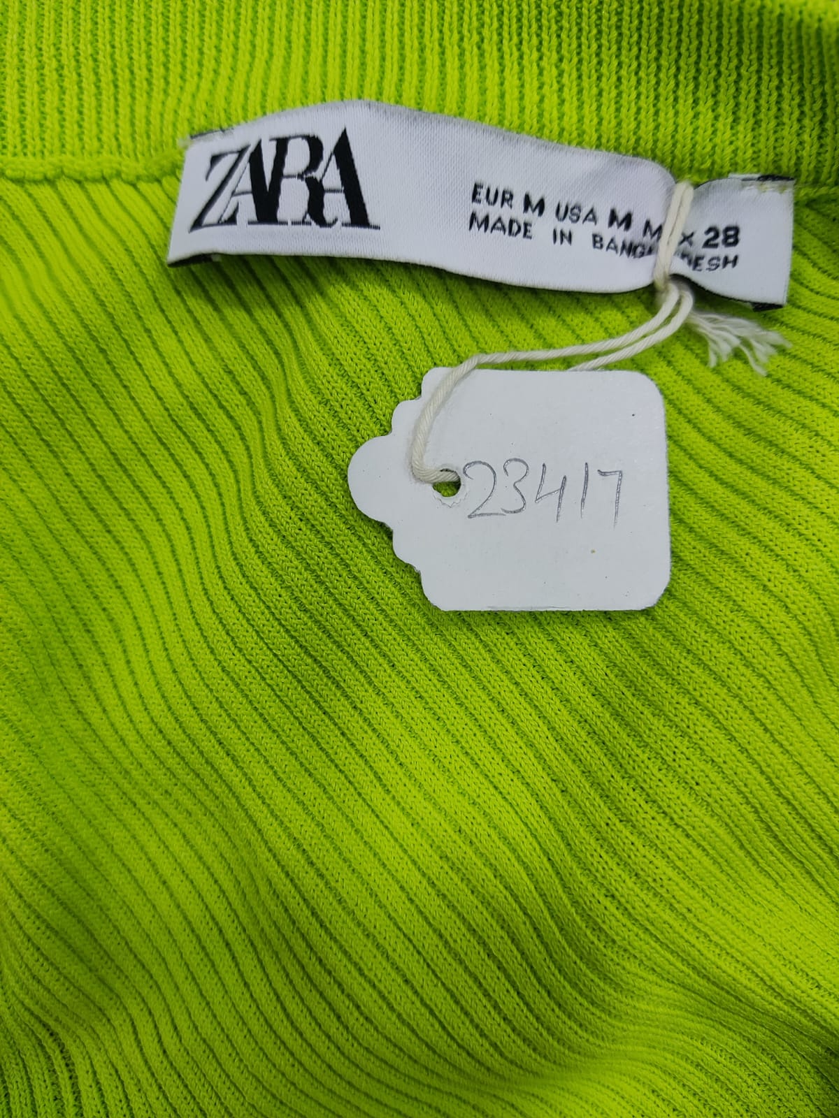 ZARA Neon Green One Shoulder Knit Crop Top | Relove