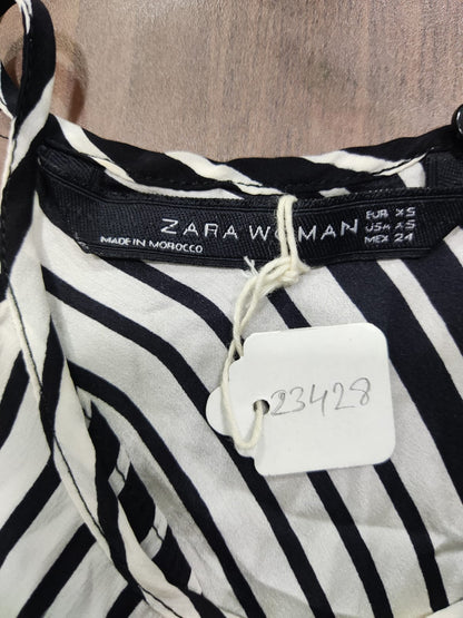 ZARA Black And White Stripes Halter Neck Crop Top | Relove