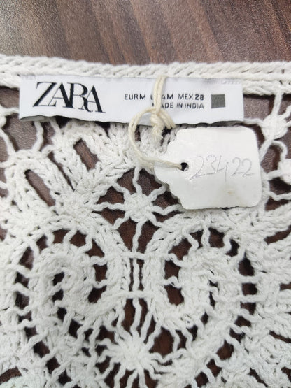 ZARA White Laced Sleeveless Dress | Relove