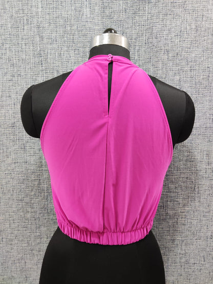 ZARA Hot Pink Halter Neck Sleeveless Crop Top | Relove