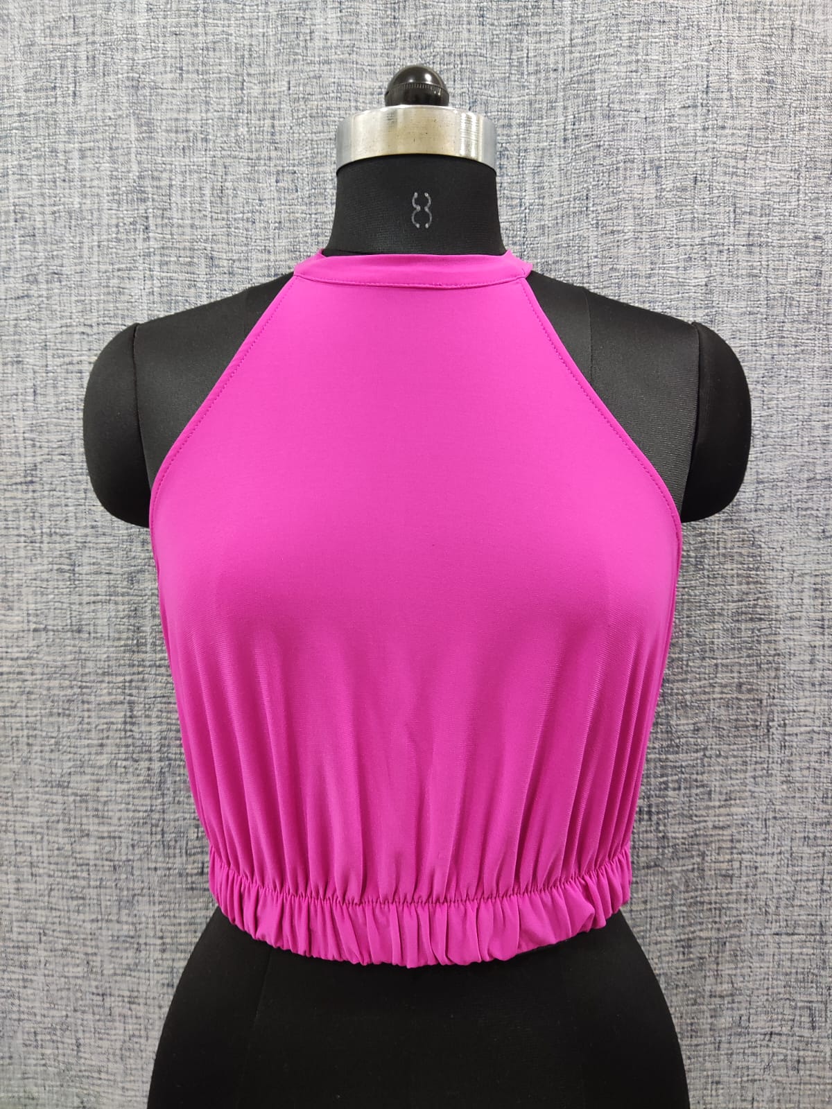 ZARA Hot Pink Halter Neck Sleeveless Crop Top | Relove