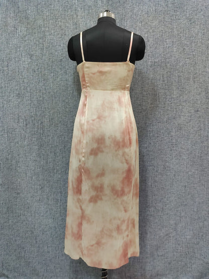 ZARA Light Pink Swirl Satin Slip Dress | Relove