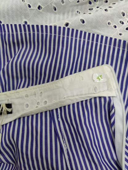 ZARA Blue White Striped Skirt with Lace Patchwork | Relove