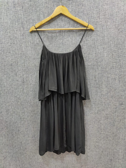 ZARA Dark Gray Frilled Midi Dress | Relove
