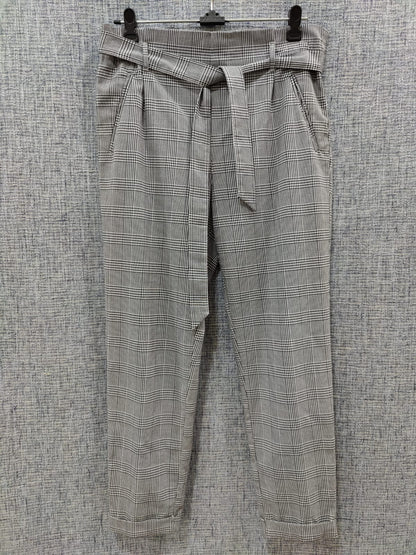 ZARA Grey Plaid Trousers With Belt | Relove