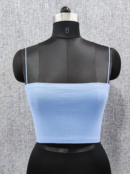 ZARA Knit Aqua Blue Cropped strappy top | Relove
