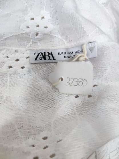 ZARA White Cut Work V-neck Dress | Relove