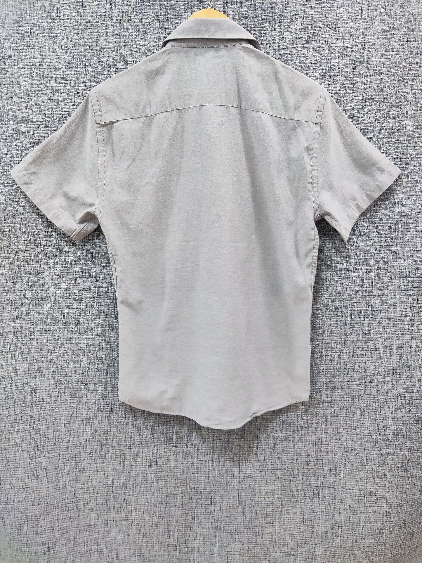 ZARA Solid Grey Half Sleeve Men Shirt | Relove