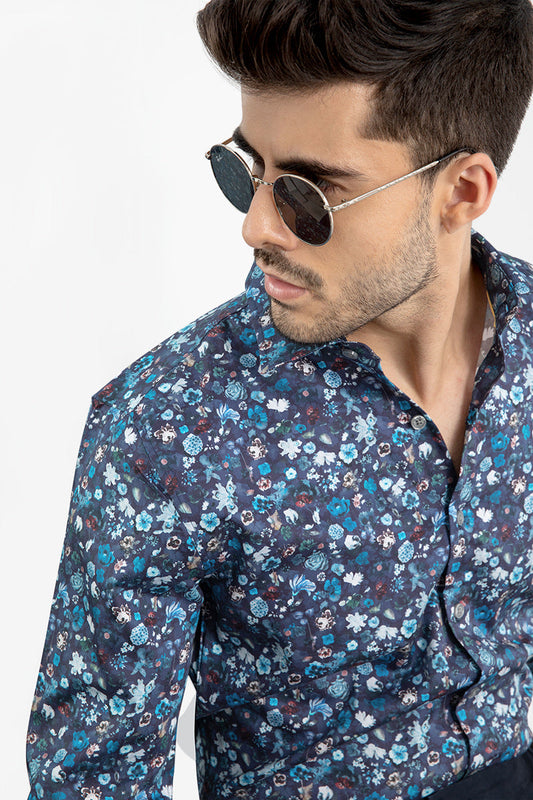 Midnight Bloom Navy Shirt - SNITCH