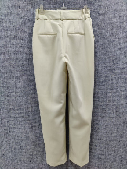 ZARA Beige White Pleated Trousers | Relove