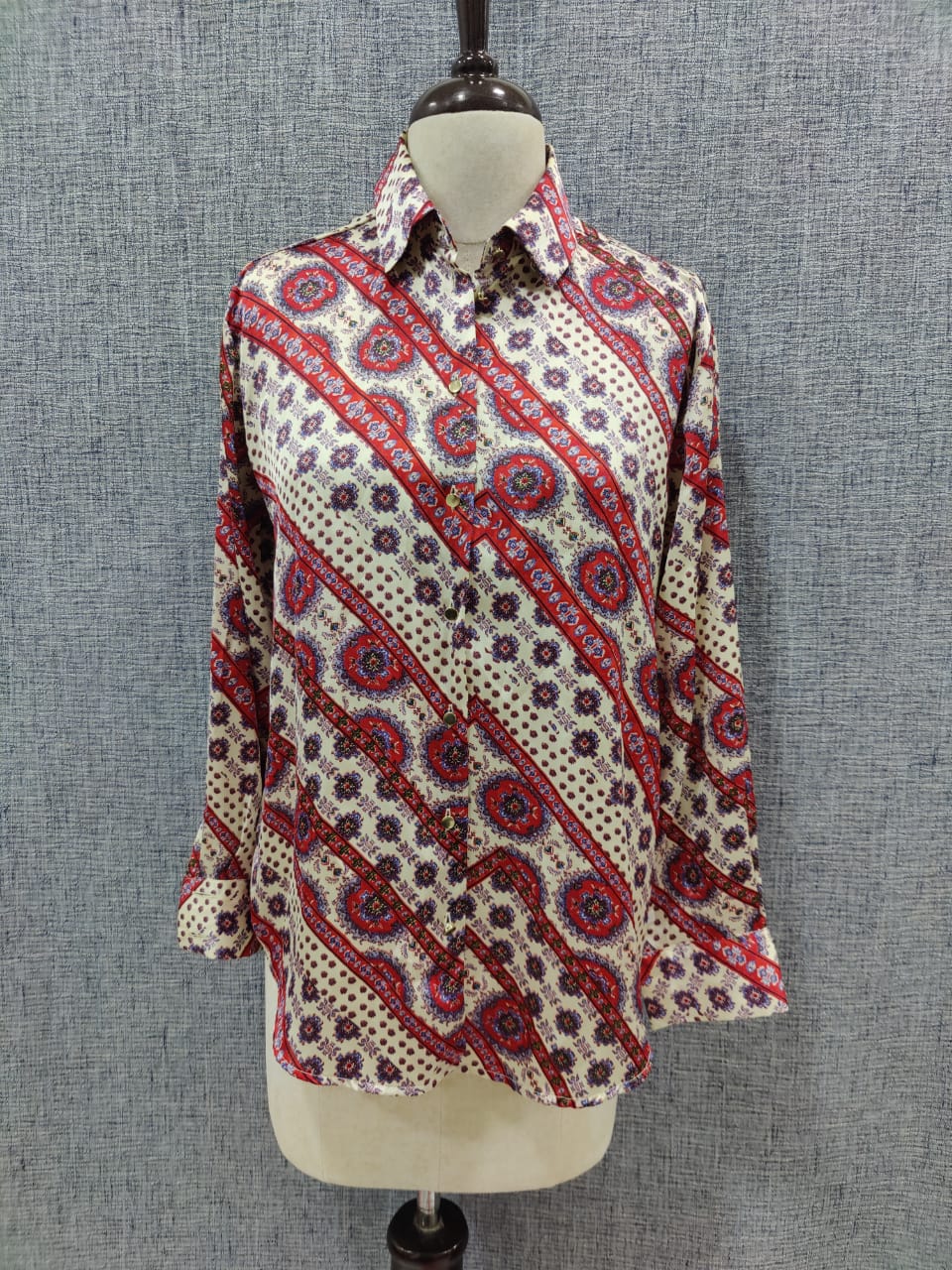 ZARA Red Patchwork Print Satin Shirt | Relove