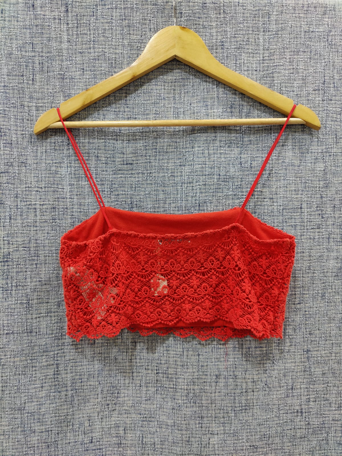 ZARA Red Lace Strapped Crop Top | Relove