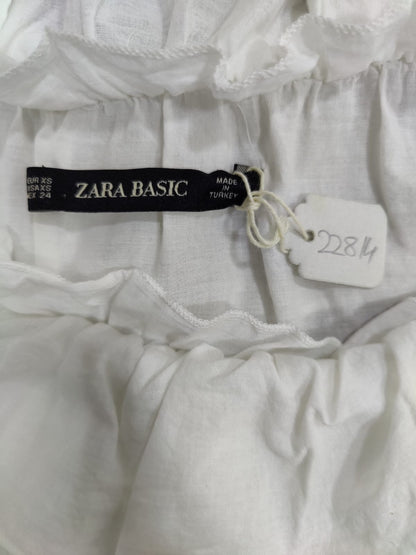 ZARA White Flared Off Shoulder Embroidered Top | Relove