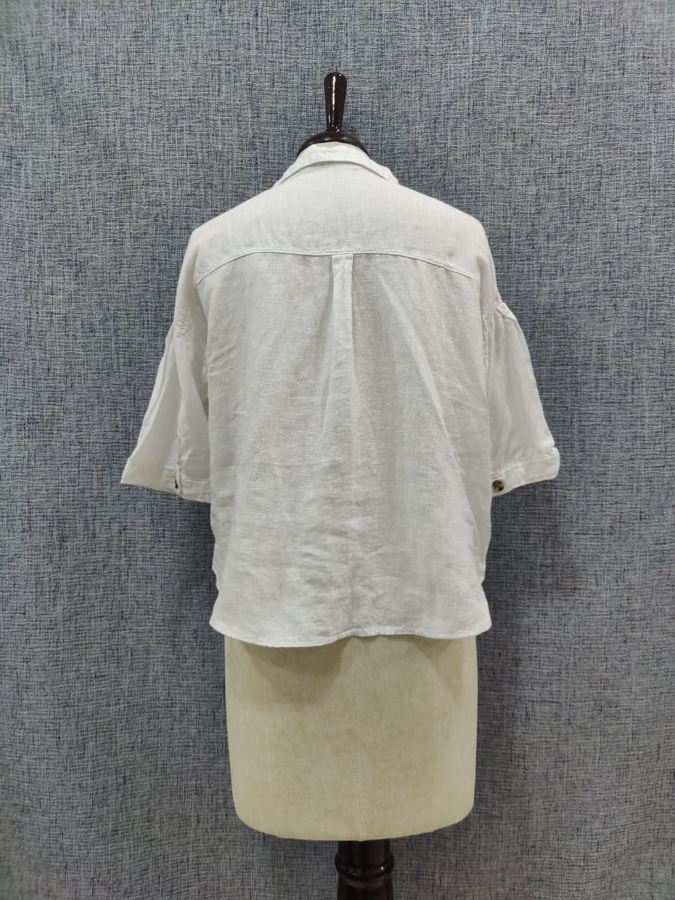 ZARA White V-neck Linen Crop Top | Relove