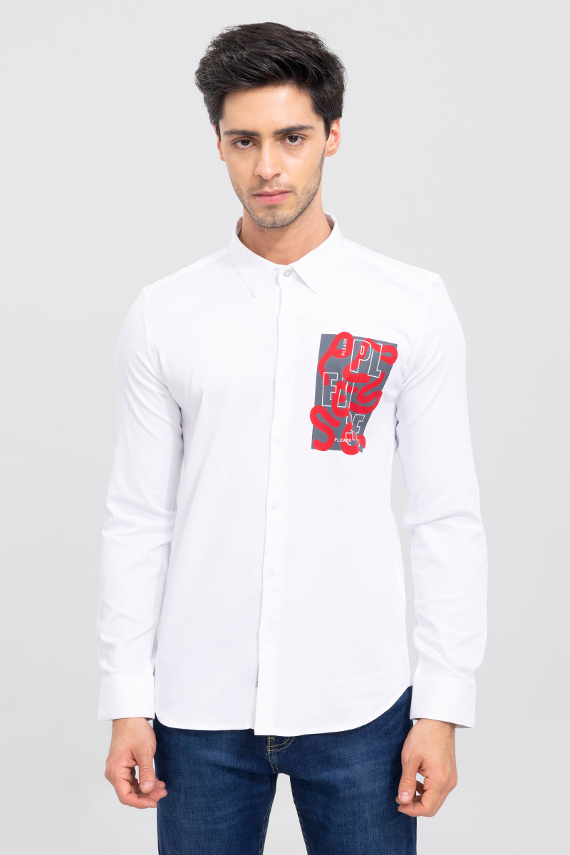 Please White Printed Shirt | Relove