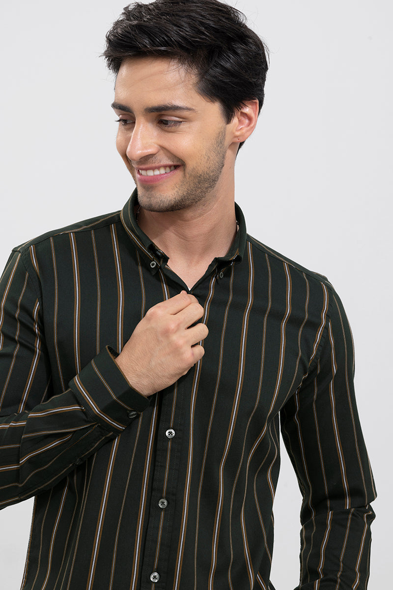 Exotic Stripe Olive Shirt | Relove