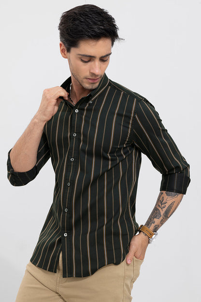 Exotic Stripe Olive Shirt | Relove