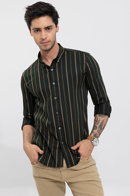 Exotic Stripe Olive Shirt | Relove