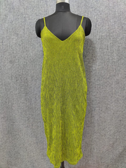 ZARA Lemon Green And Black Checks Strap Dress | Relove