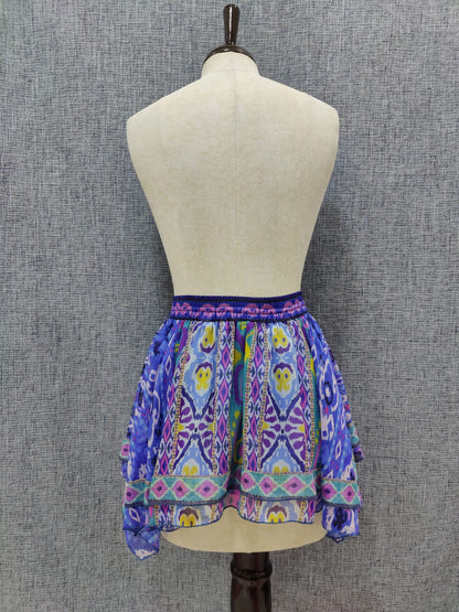 ZARA Aqua Blue Multicolor  IKat Printed Skirt | Relove