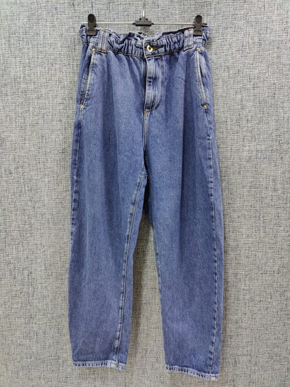ZARA Blue Elastic Waist Loose Denim Jeans | Relove