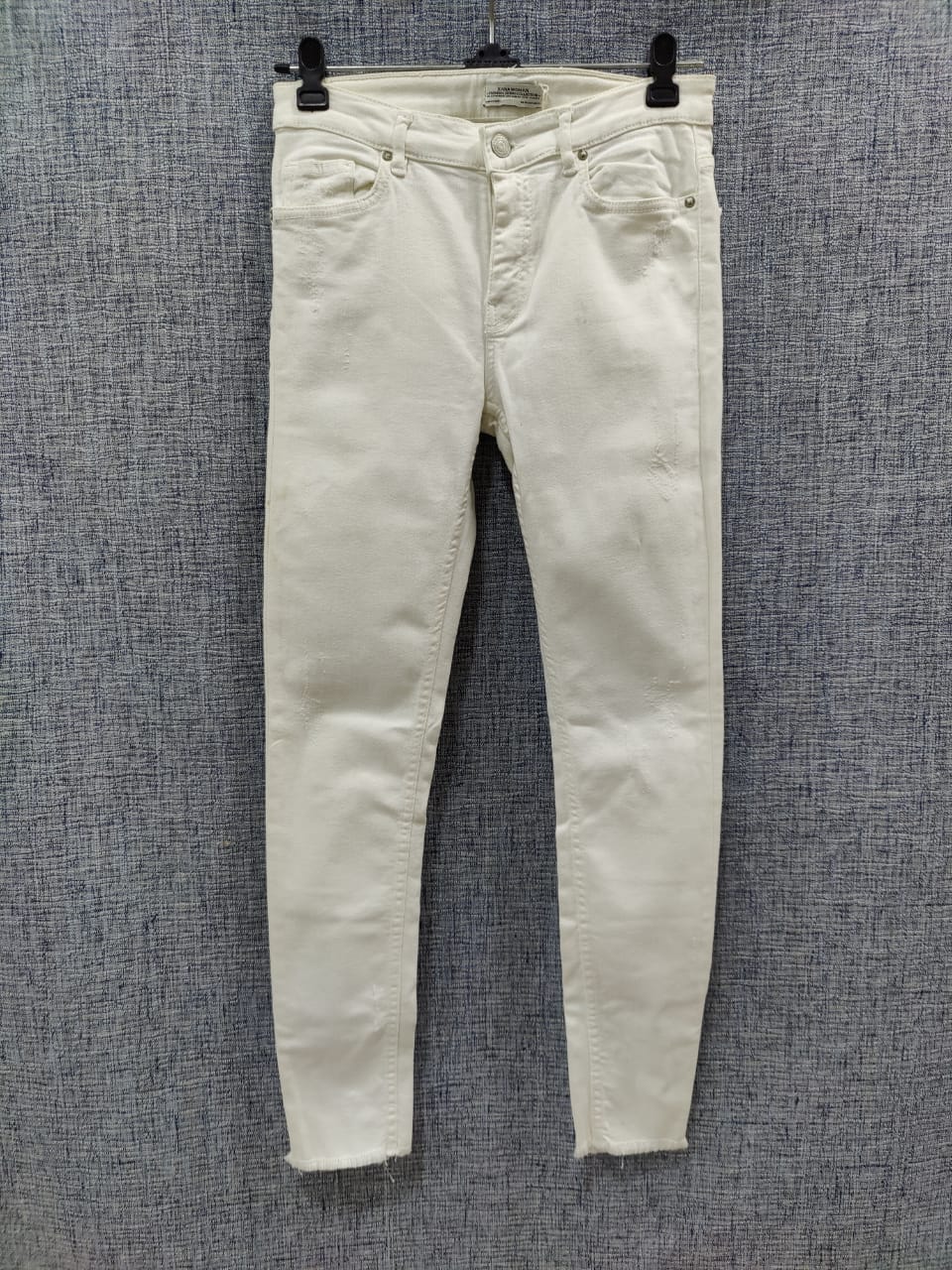 ZARA White Ripped Bottom Denim Jeans | Relove