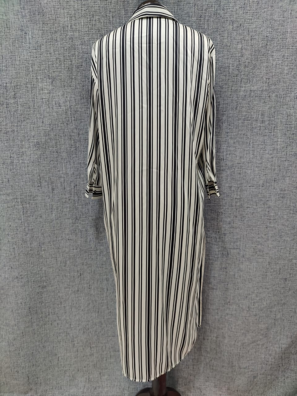 ZARA White And Black Pattern Strips Satin Button Dress | Relove