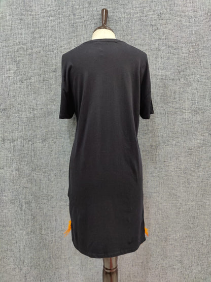 ZARA Black Printed Long T-shirt Dress | Relove