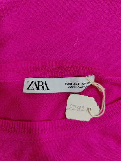 ZARA Bright Pink Knit Full Sleeve Top | Relove