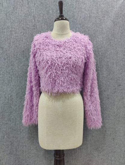 ZARA Lilac Feathered Cropped Sweater | Relove