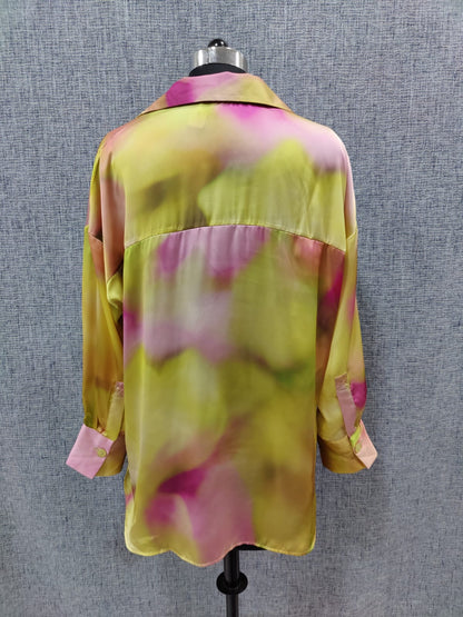 ZARA Yellow And Pink Multicolor Satin Top | Relove