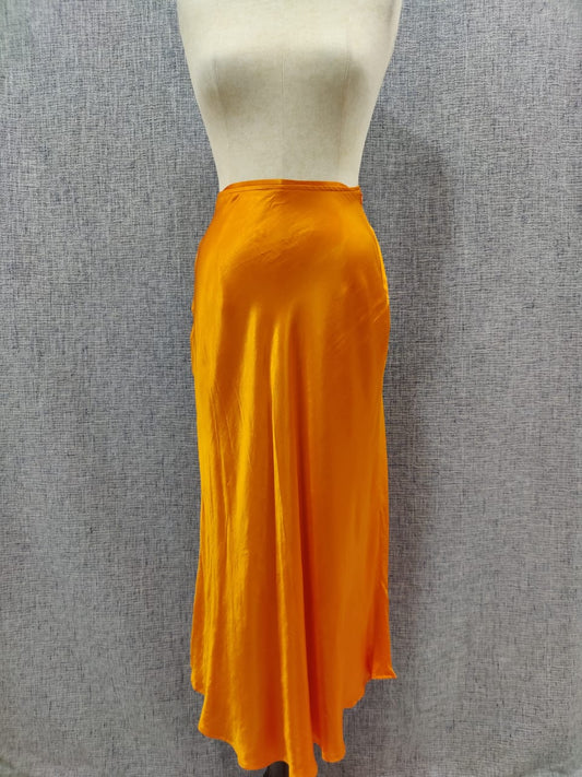 ZARA Orange A-line Satin Skirt | Relove