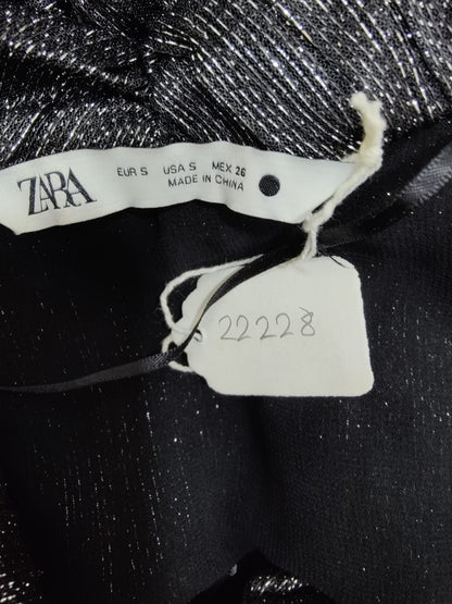 ZARA Silver Thread Front Knot Crop Top | Relove