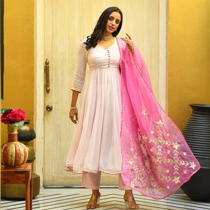 Baby Pink Georgette Gota Suit Set For Women Online