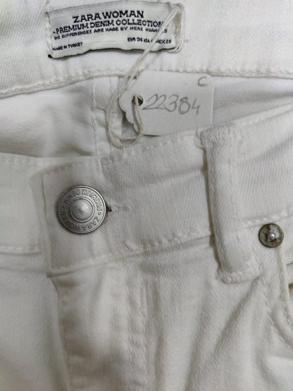 ZARA White Ripped Bottom Denim Jeans | Relove