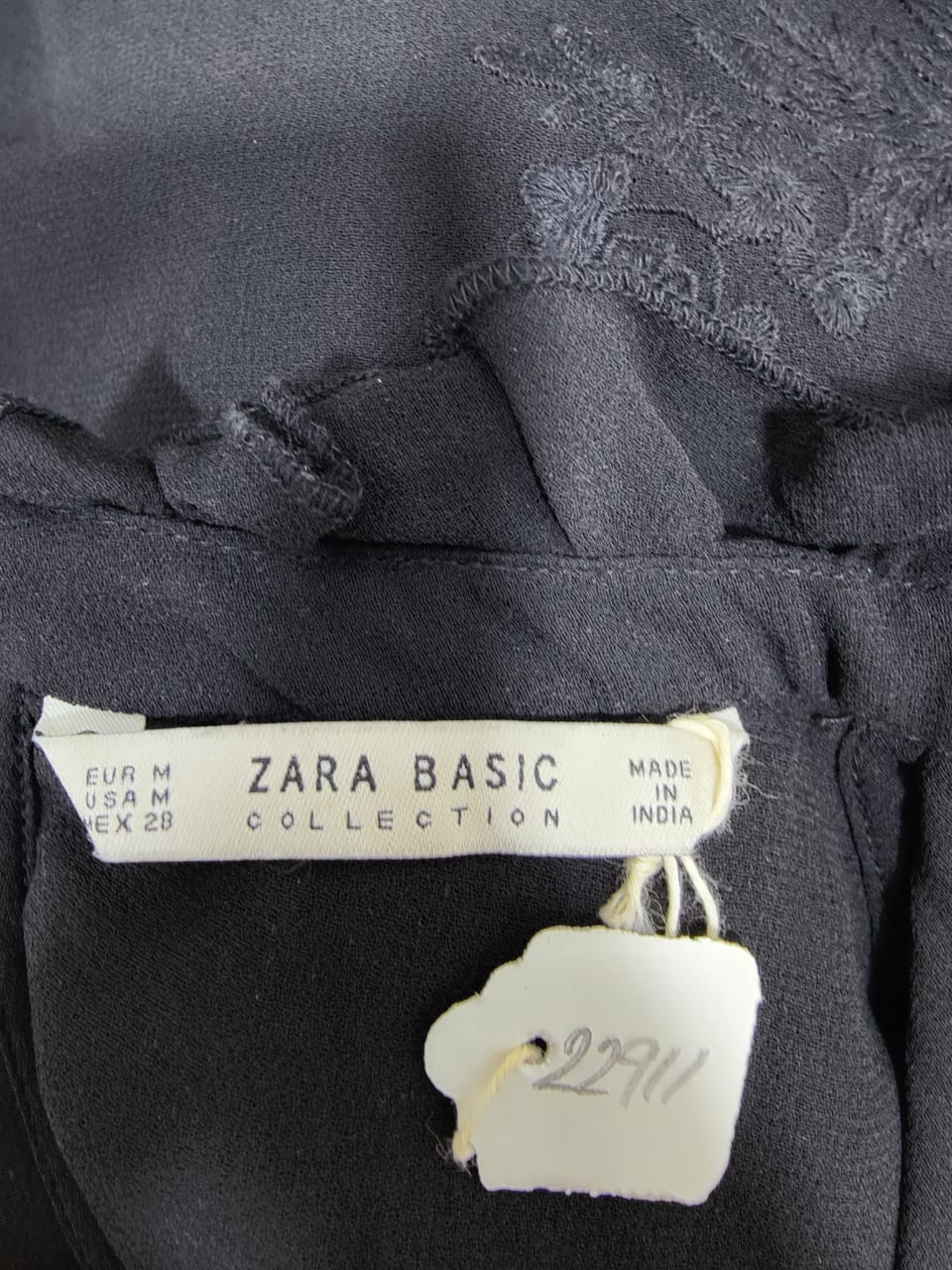 ZARA Black Front Embroidered Top | Relove