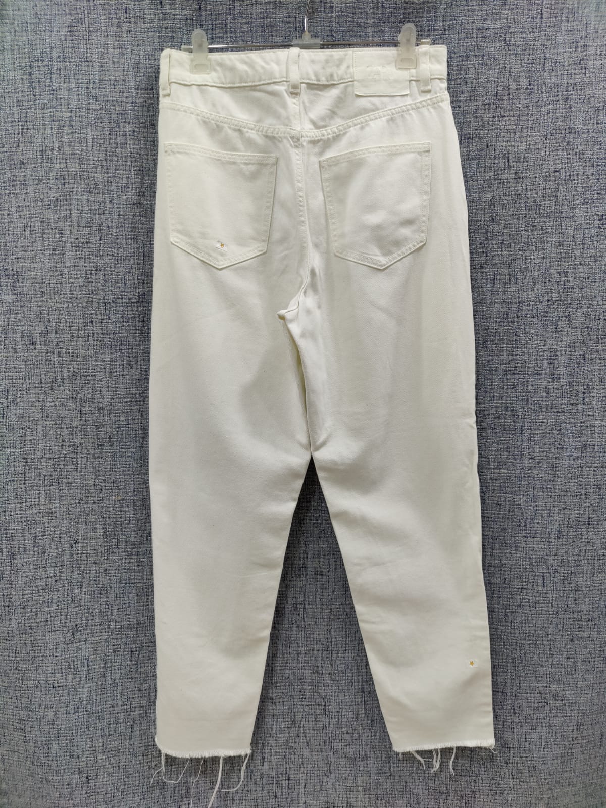 ZARA White Ripped Bottom Loose Denim Jeans | Relove