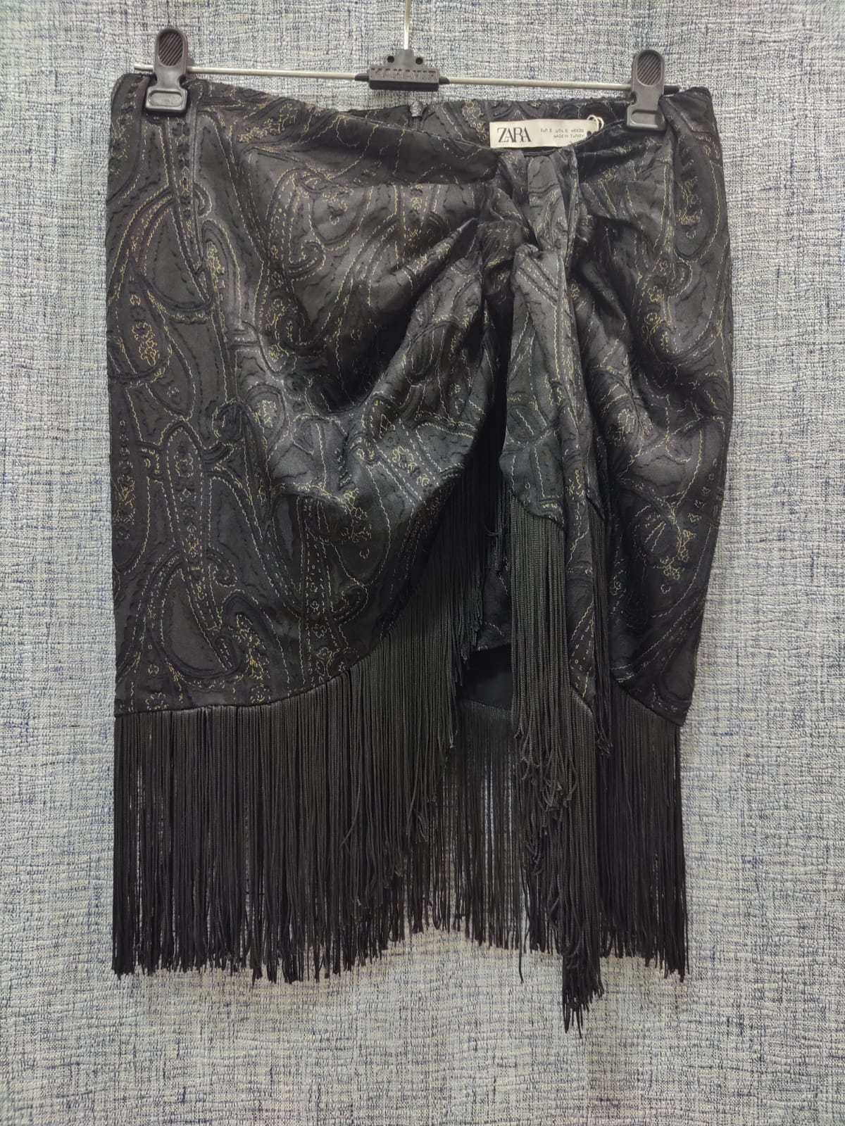 ZARA Black Sarong Fringe Skirt | Relove