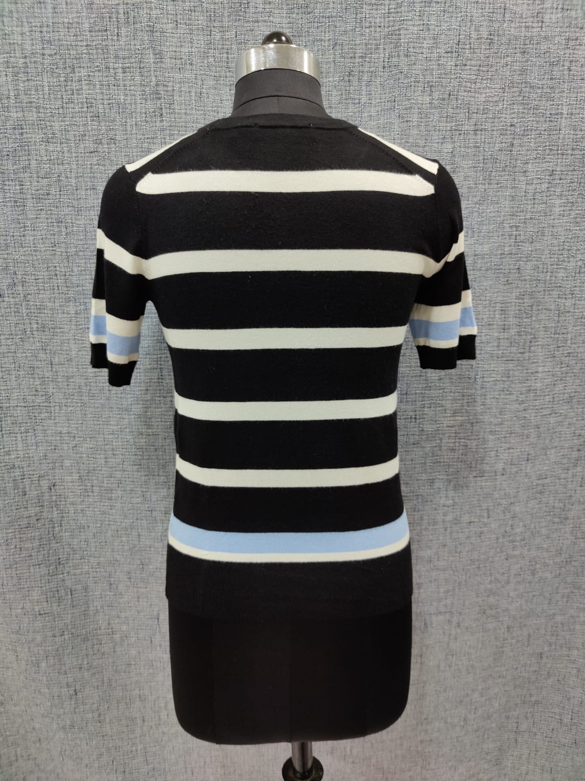 ZARA Black And White Stripes Knit Half Sleeve Top | Relove