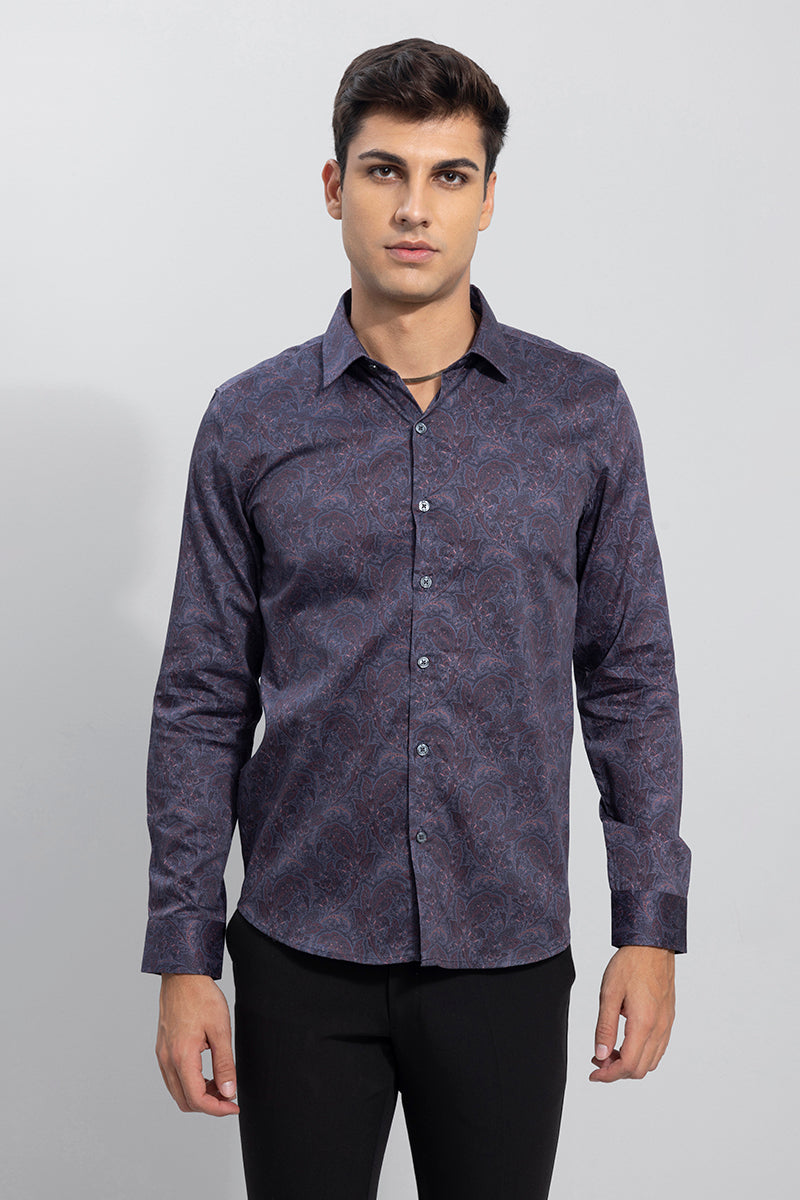 Traditional Purple Printed Shirt | Relove