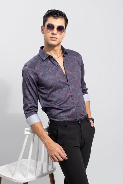 Traditional Purple Printed Shirt | Relove
