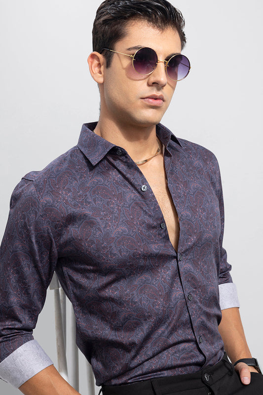 Traditional Purple Printed Shirt | Relove