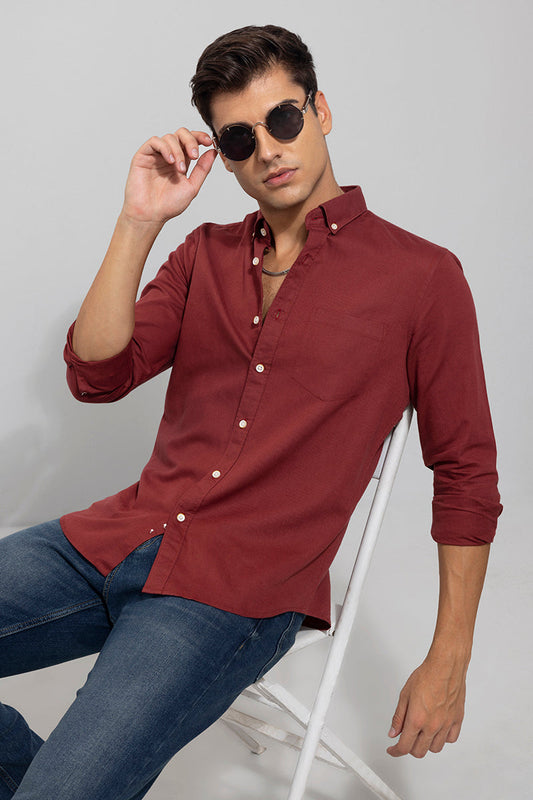 Trig Maroon Linen Shirt | Relove