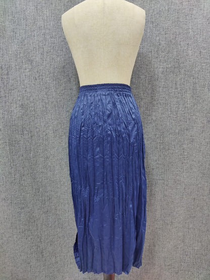 ZARA Metallic Blue Pleated Skirt | Relove