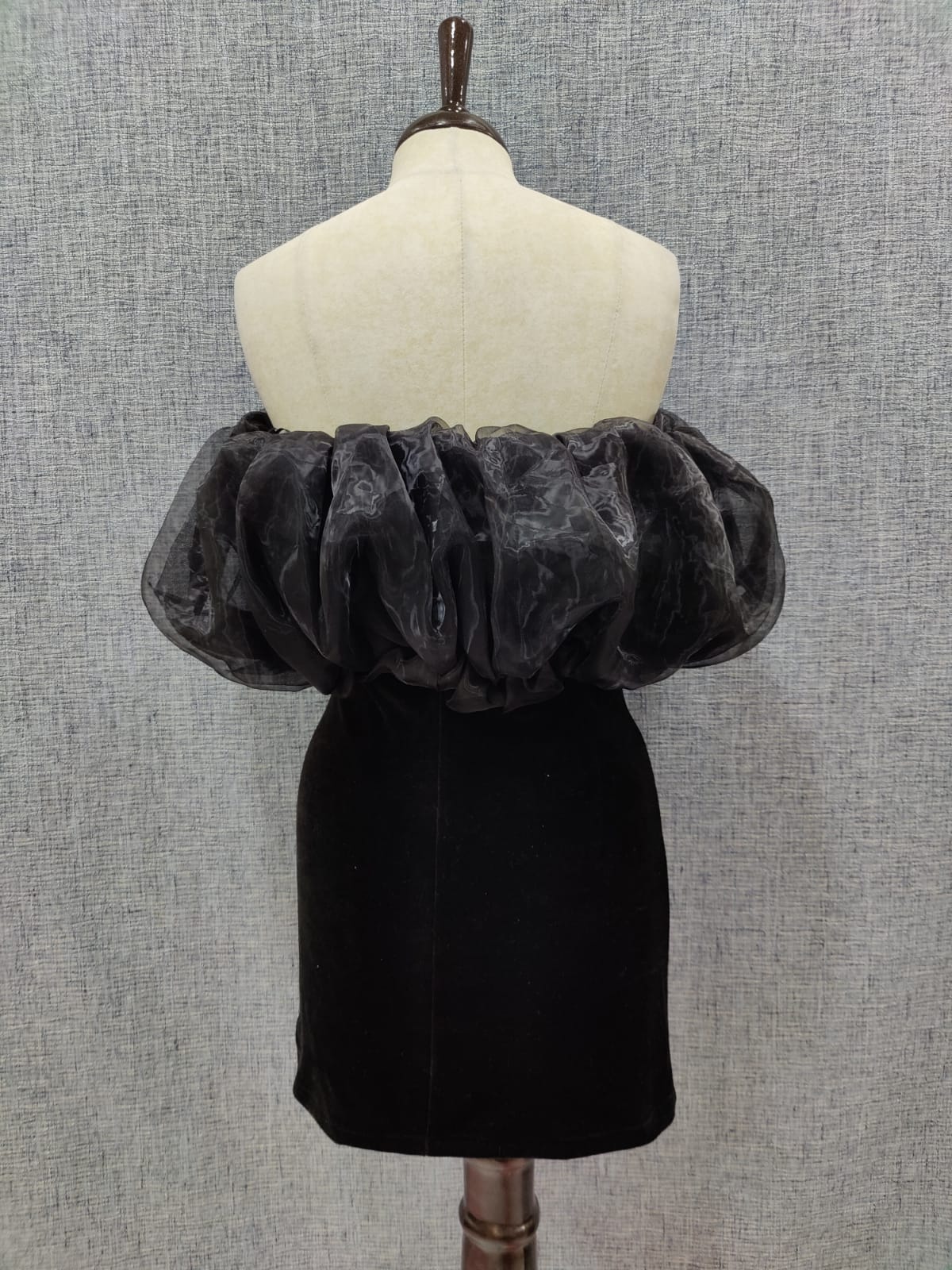 ZARA Black Velvet Voluminous Puff Sleeve Mini Dress | Relove