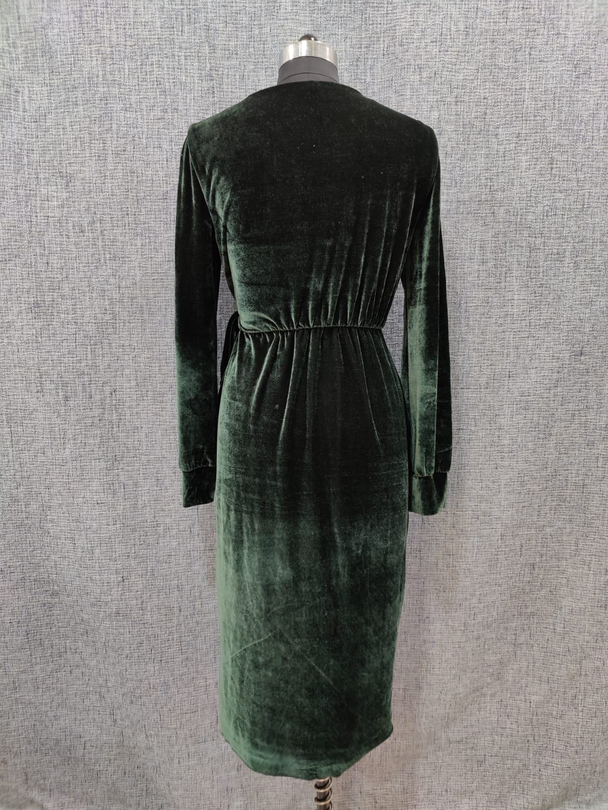ZARA Dark Green Velvet Tie Up Dress | Relove